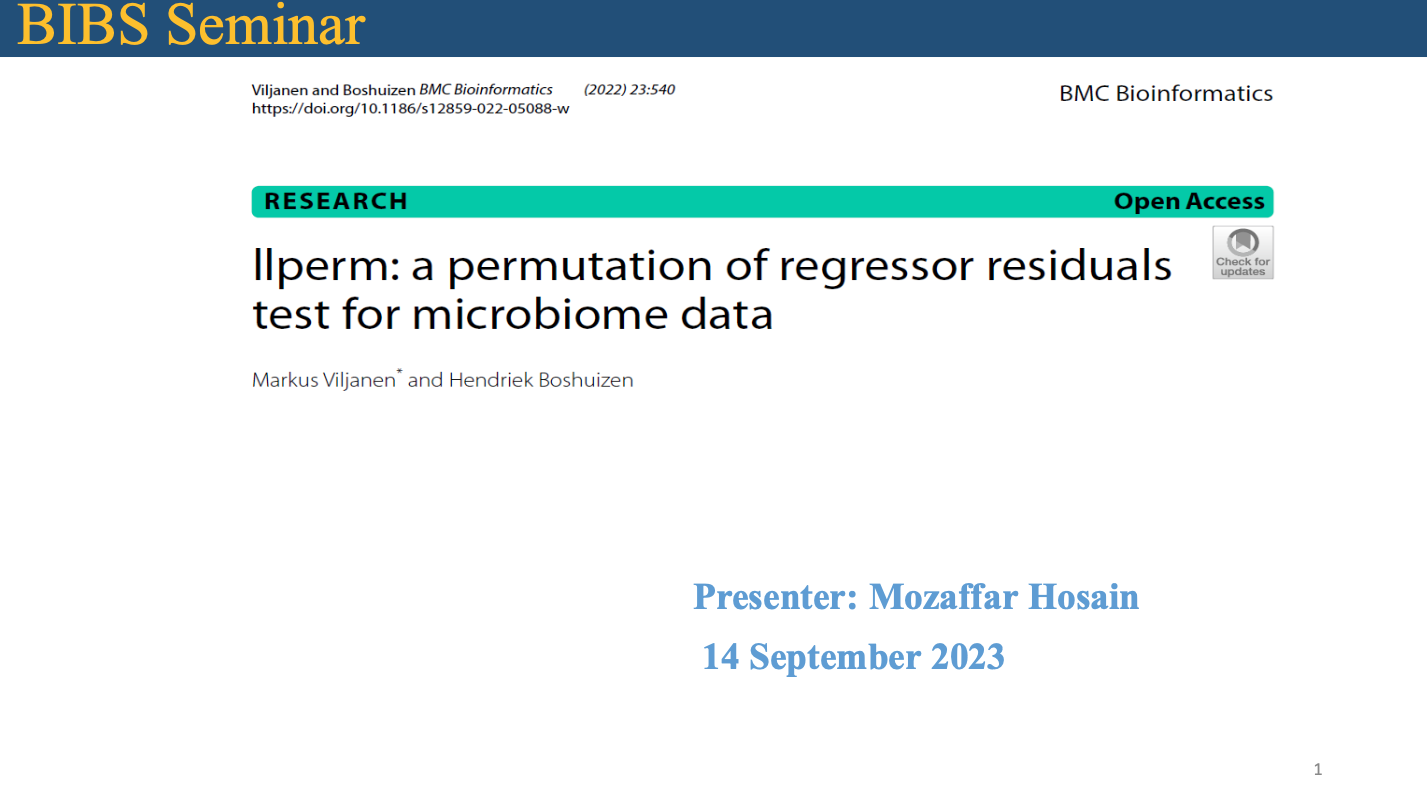 llperm: a permutation of regressor residuals test for microbiome data